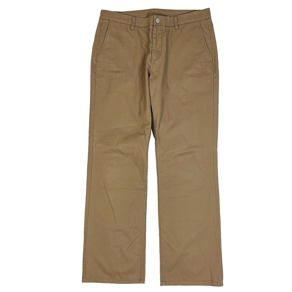 Bonobos Washed Chino Cotton Khaki w/ Plaid Lined Pockets Mens Size 34X30